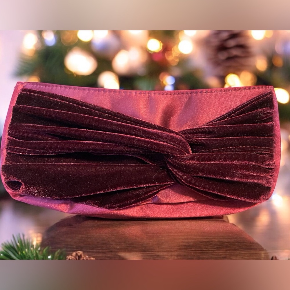 Ruby Red Avon Clutch with Velvet Knot Front Accent